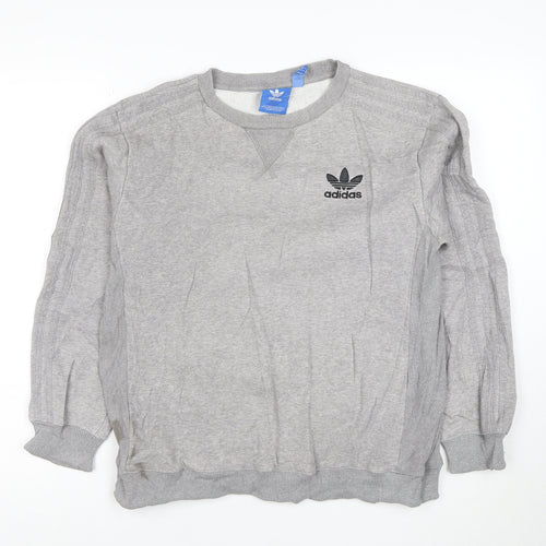 Adidas Mens Grey Crew Neck Logo Sweatshirt Size M Regular Fit