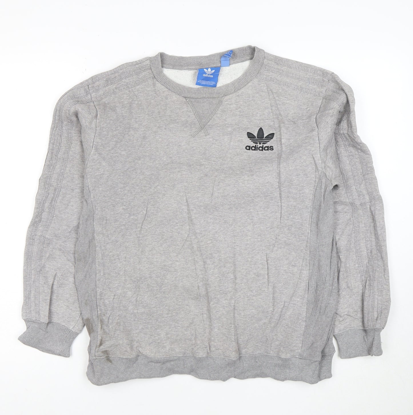 Adidas Mens Grey Crew Neck Logo Sweatshirt Size M Regular Fit