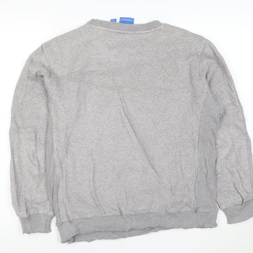Adidas Mens Grey Crew Neck Logo Sweatshirt Size M Regular Fit