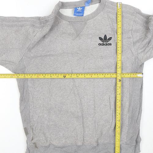 Adidas Mens Grey Crew Neck Logo Sweatshirt Size M Regular Fit