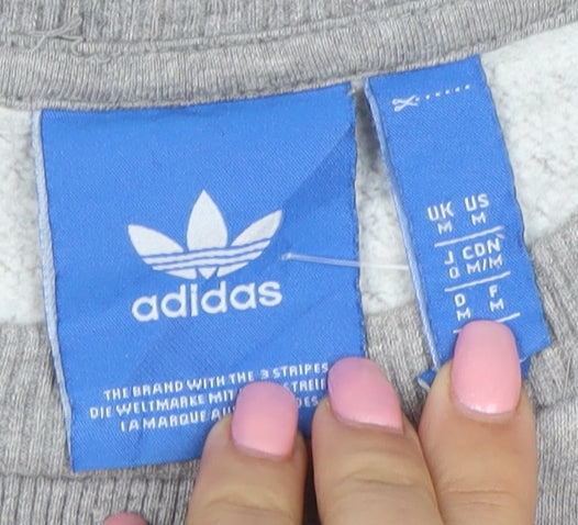 Adidas Mens Grey Crew Neck Logo Sweatshirt Size M Regular Fit