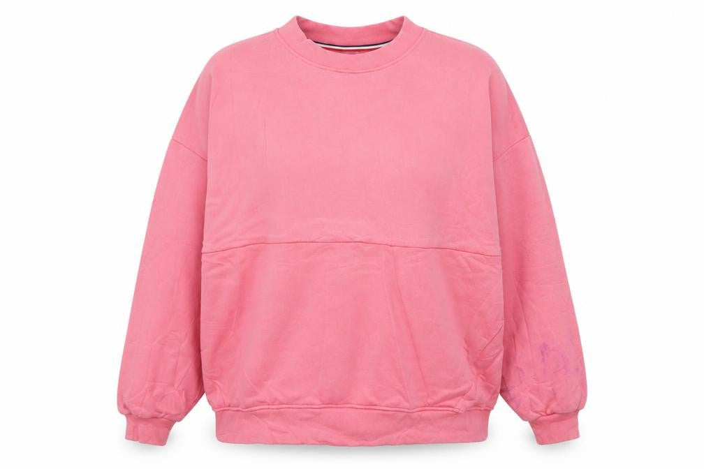 Front view of Tommy Jeans Women Pink L Pullover Sweatshirt Cotton Relaxed Fit