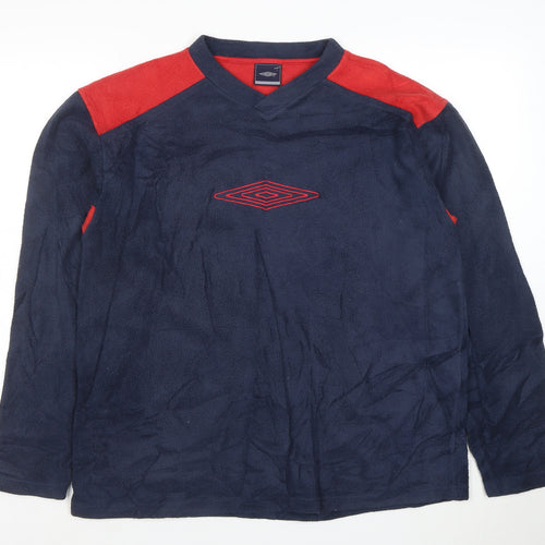 Umbro Mens Blue Red Fleece Pullover Sweatshirt Size M Long Sleeve