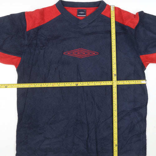 Umbro Mens Blue Red Fleece Pullover Sweatshirt Size M Long Sleeve