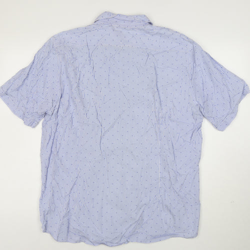 BOSS Hugo Boss Men's Blue Striped Regular Fit Cotton Short Sleeve Shirt XL