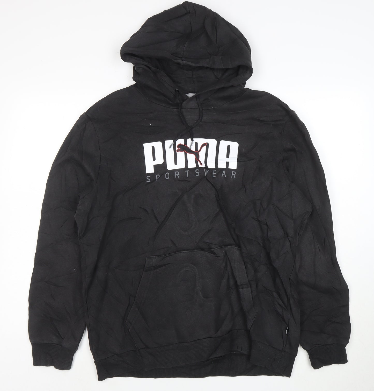 Puma Men's Black Pullover Hoodie L Sportswear Graphic Fleece