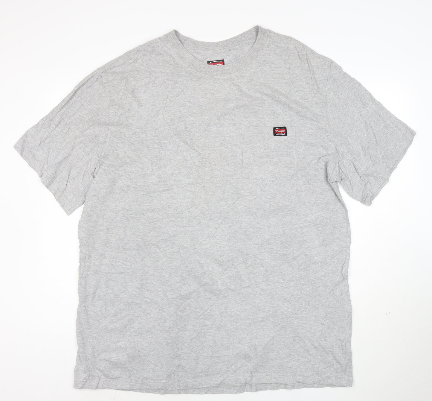 Wrangler Men's Grey 2XL Regular Fit Crew Neck Cotton T-Shirt