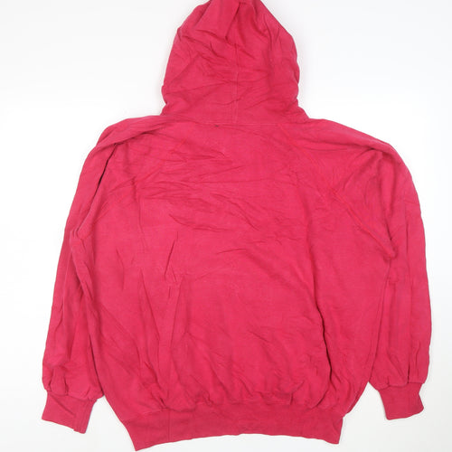 Champion Women Large Pink Pullover Hoodie Cotton Blend Logo Sweatshirt