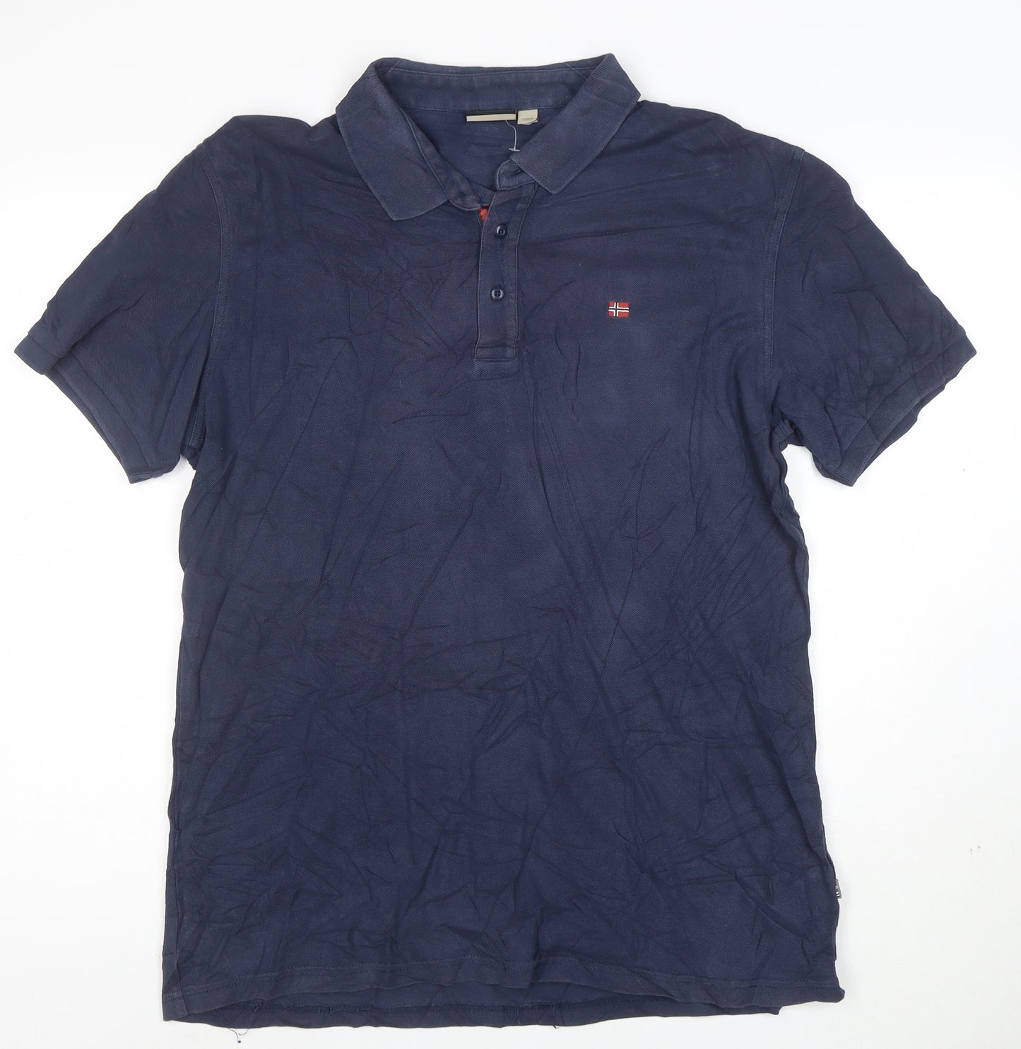 Napapijri Men's Navy Blue XL Cotton Polo Shirt