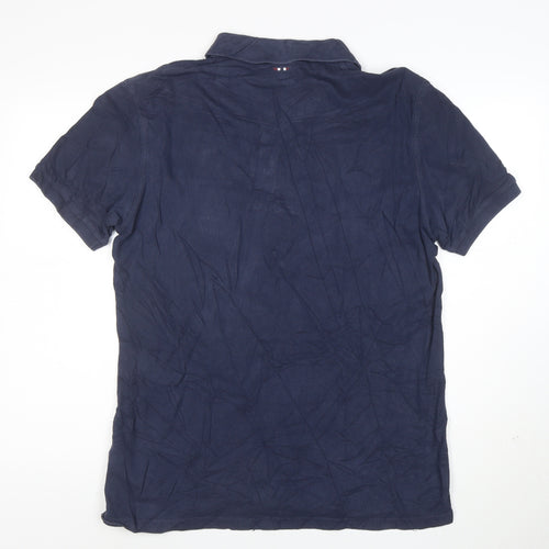 Napapijri Men's Navy Blue XL Cotton Polo Shirt