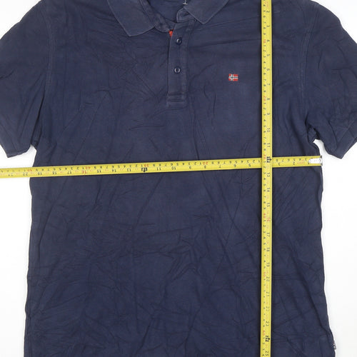 Napapijri Men's Navy Blue XL Cotton Polo Shirt