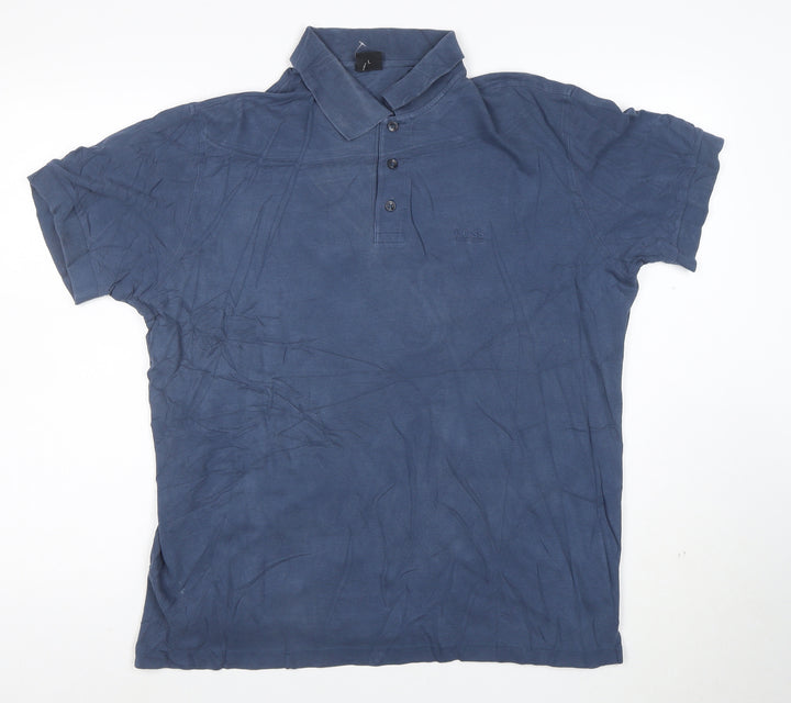 Hugo Boss Mens Blue Pima Cotton Short Sleeve Polo Shirt Size L