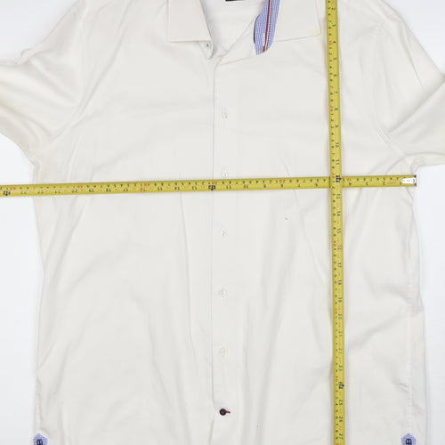 Tommy Hilfiger Men’s White Slim Fit Cotton Long Sleeve Button-Up Shirt 17.5
