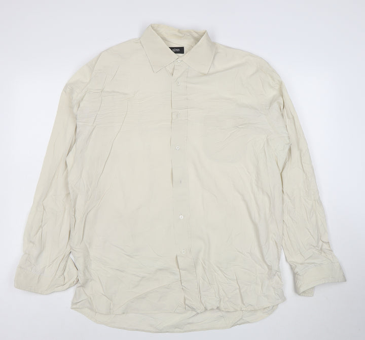 Hugo Boss Men’s Ivory Cotton Long Sleeve 42 Button-Up Shirt