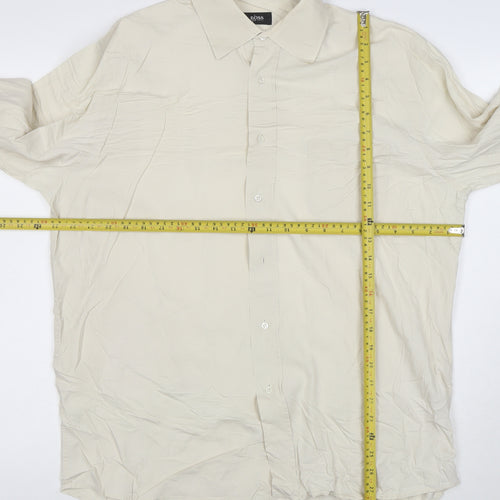 Hugo Boss Men’s Ivory Cotton Long Sleeve 42 Button-Up Shirt