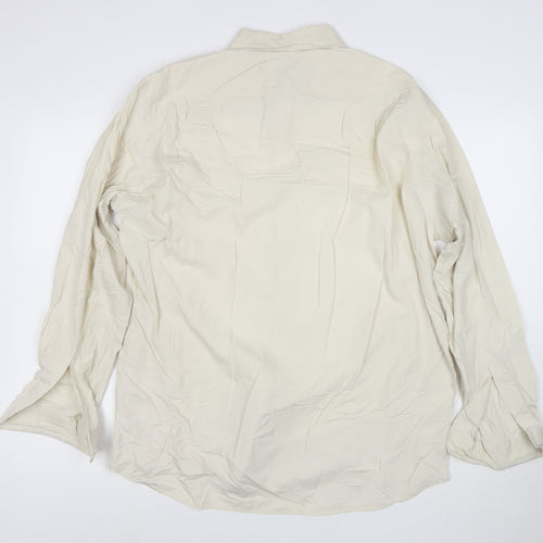 Hugo Boss Men’s Ivory Cotton Long Sleeve 42 Button-Up Shirt