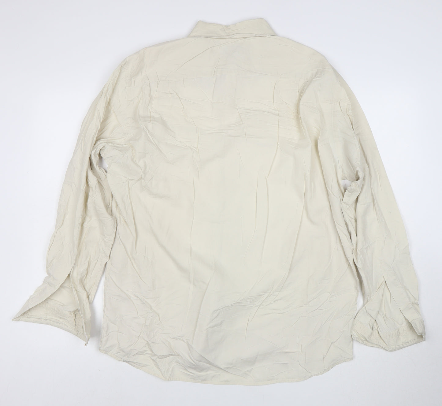 Hugo Boss Men’s Ivory Cotton Long Sleeve 42 Button-Up Shirt