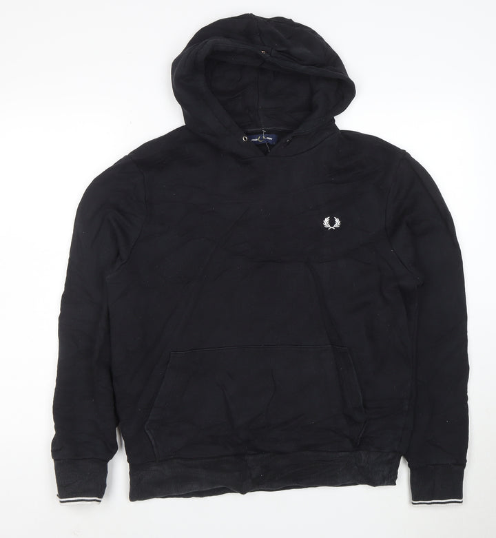 Fred Perry Men's Black Pullover Hoodie L with Logo Design