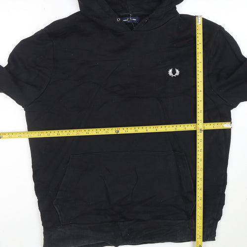 Fred Perry Men's Black Pullover Hoodie L with Logo Design