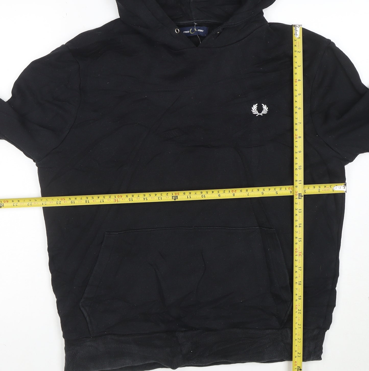 Fred Perry Men's Black Pullover Hoodie L with Logo Design