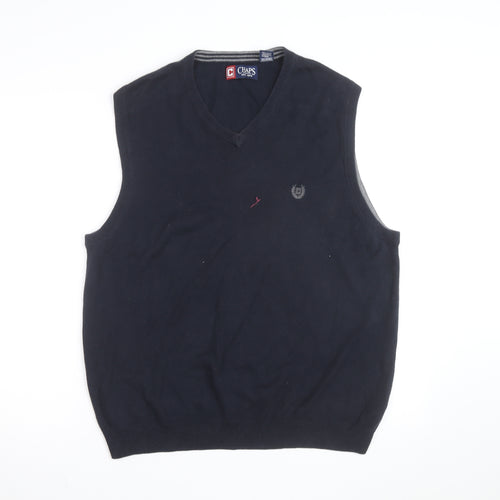 Chaps Men's Blue Cotton V-Neck Sleeveless Vest Jumper M