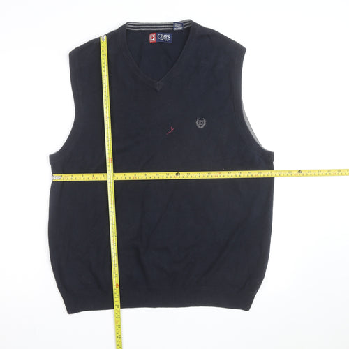 Chaps Men's Blue Cotton V-Neck Sleeveless Vest Jumper M
