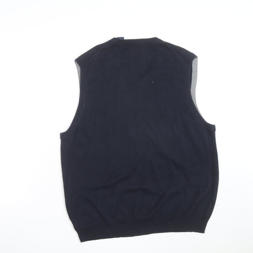 Chaps Men's Blue Cotton V-Neck Sleeveless Vest Jumper M