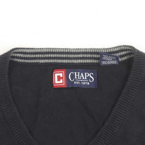 Chaps Men's Blue Cotton V-Neck Sleeveless Vest Jumper M