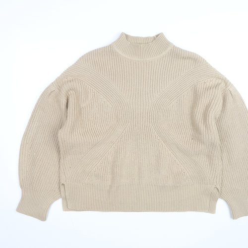 Miss Selfridge Women’s Beige High Neck Chunky Knit Jumper Size 16