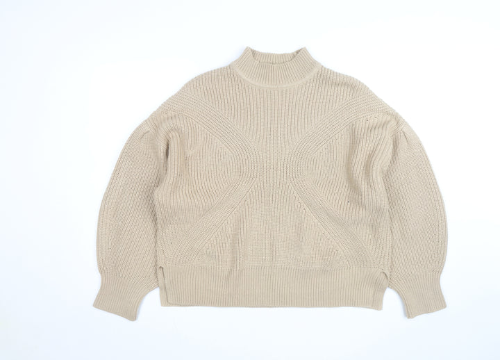 Miss Selfridge Women’s Beige High Neck Chunky Knit Jumper Size 16