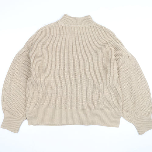 Miss Selfridge Women’s Beige High Neck Chunky Knit Jumper Size 16