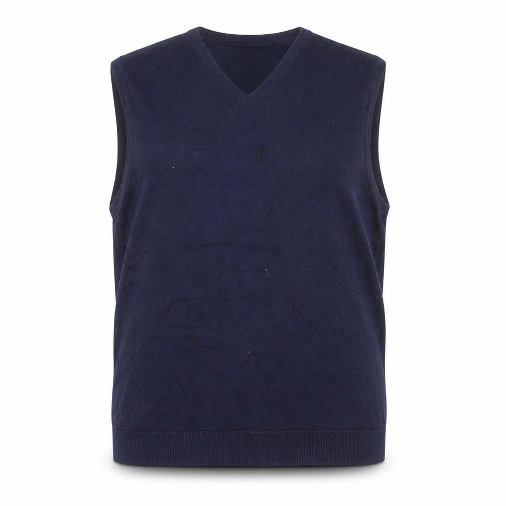 Eddie Bauer Men Blue XL V-Neck Sleeveless Cotton Knit Vest