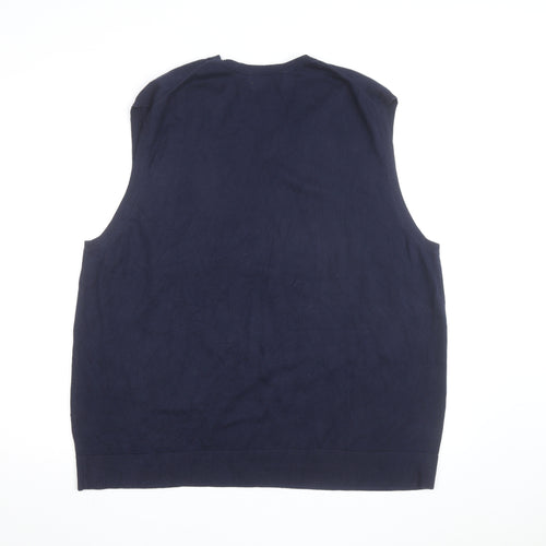 Eddie Bauer Men Blue XL V-Neck Sleeveless Cotton Knit Vest