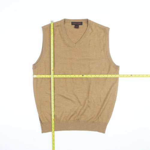 Linea Uomo Men's Beige Wool Blend Sleeveless V-Neck Vest Jumper Size L