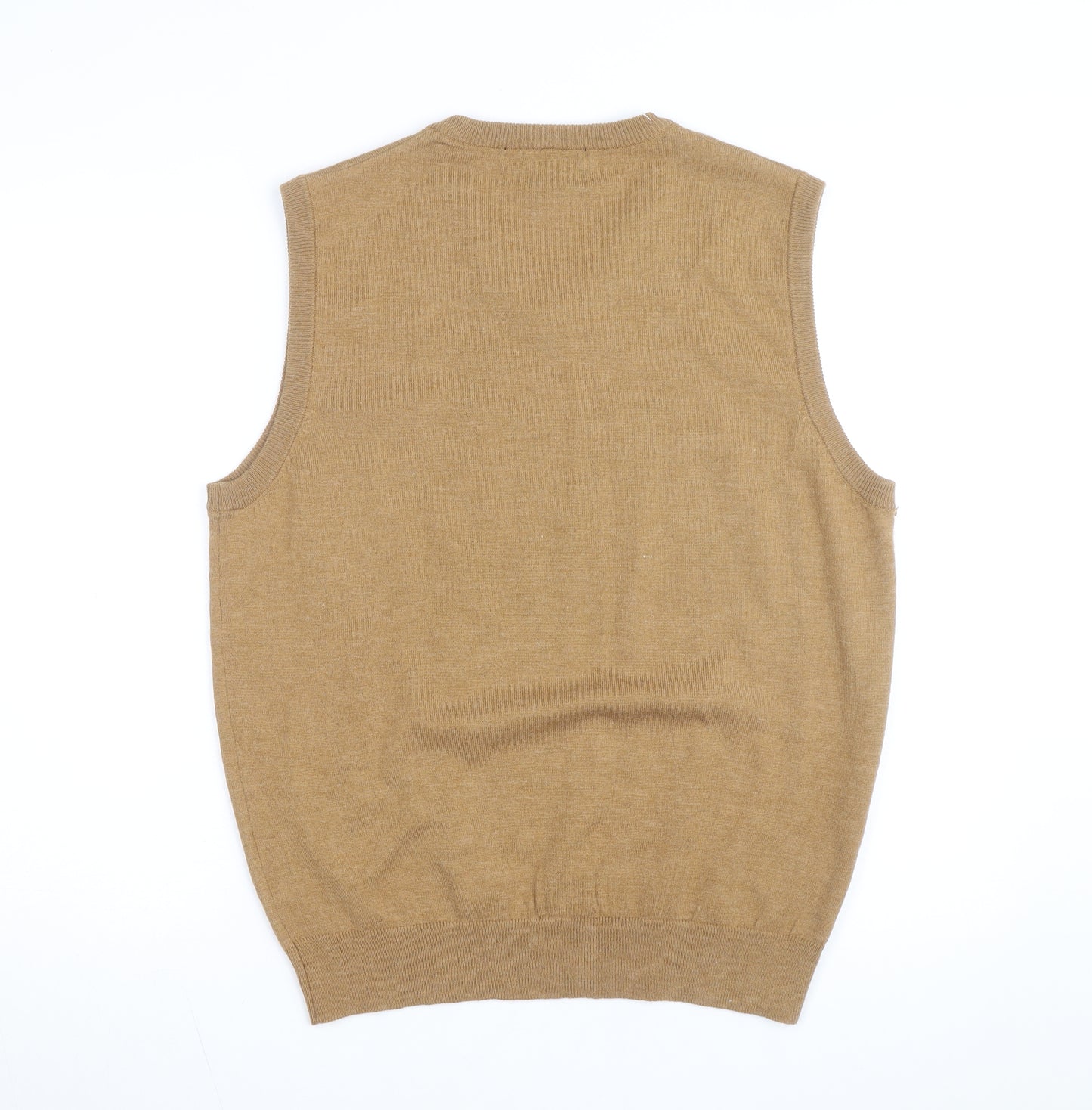 Linea Uomo Men's Beige Wool Blend Sleeveless V-Neck Vest Jumper Size L