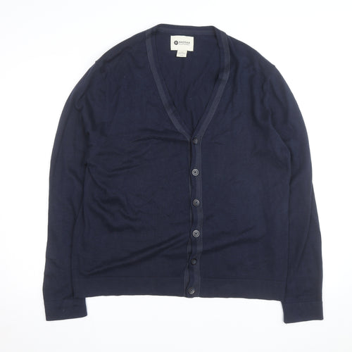 Haggar Men's Blue Cotton Acrylic V-Neck Cardigan L