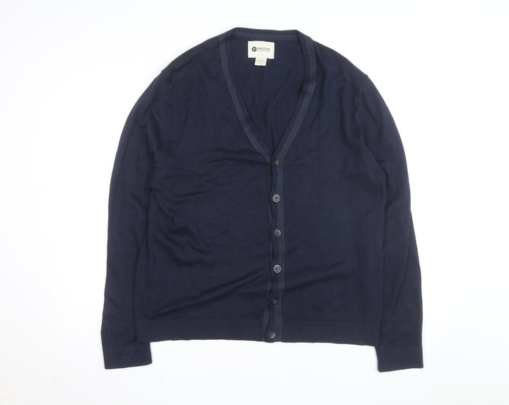 Haggar Men's Blue Cotton Acrylic V-Neck Cardigan L