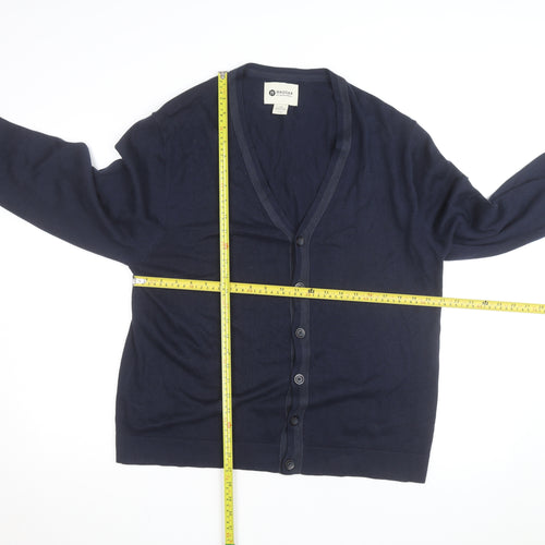 Haggar Men's Blue Cotton Acrylic V-Neck Cardigan L