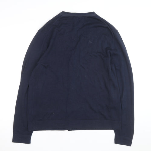 Haggar Men's Blue Cotton Acrylic V-Neck Cardigan L