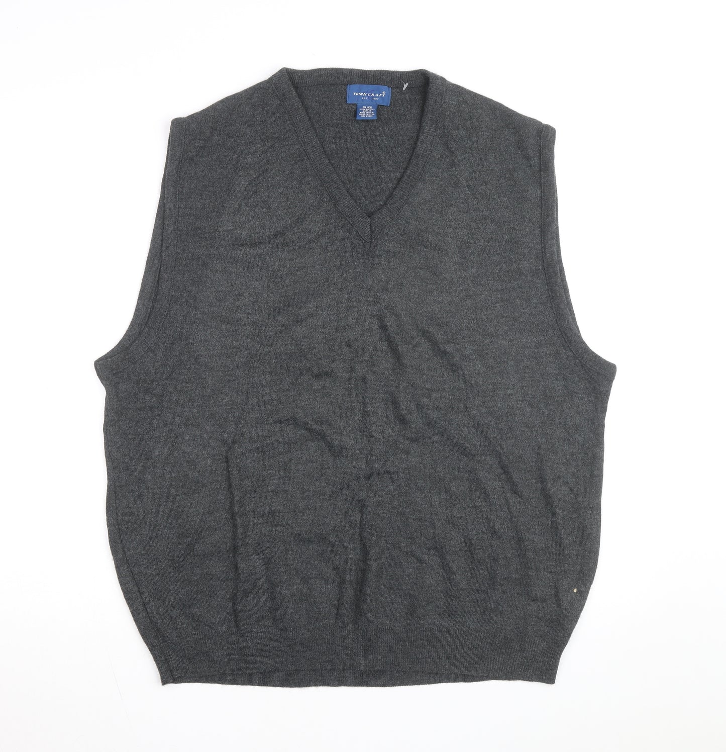 Towncraft Men's Grey Acrylic V-Neck Sleeveless Knit Vest XL