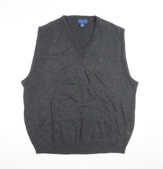 Towncraft Men's Grey Acrylic V-Neck Sleeveless Knit Vest XL