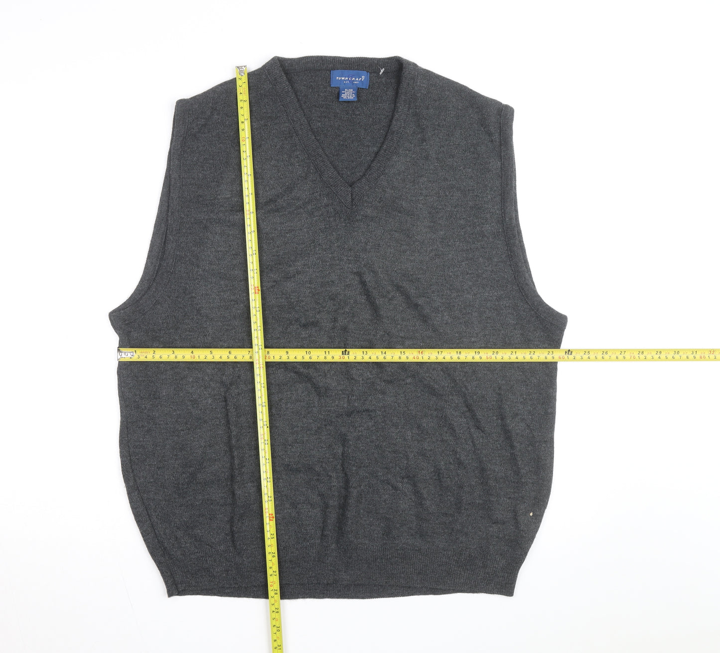 Towncraft Men's Grey Acrylic V-Neck Sleeveless Knit Vest XL