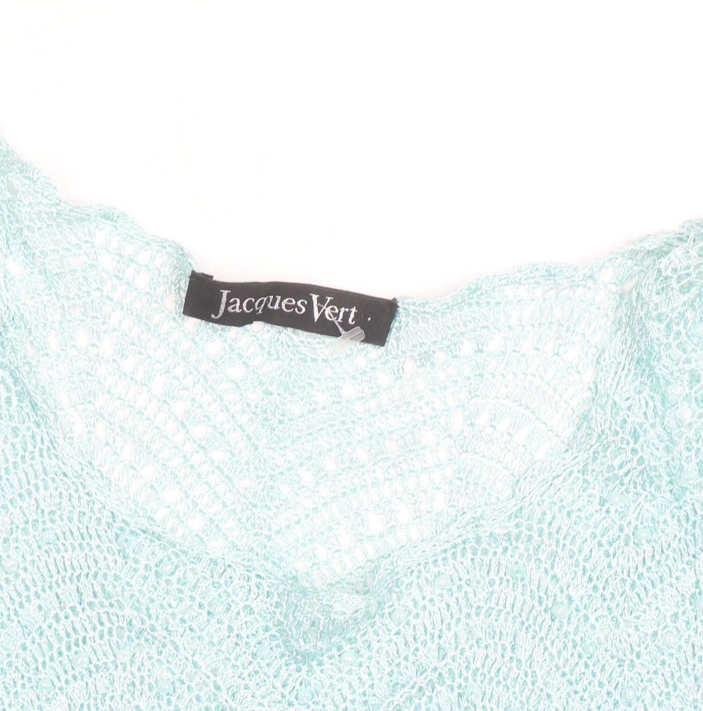 Jacques Vert Women's Blue Open-Knit Short Sleeve Pullover Jumper L