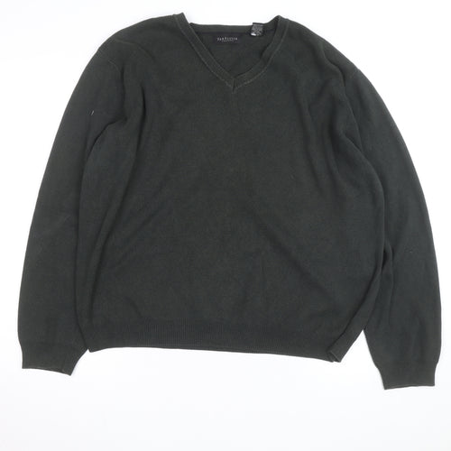 Van Heusen Men's Green Cotton V-Neck Pullover Jumper L
