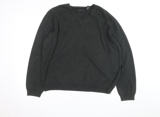 Van Heusen Men's Green Cotton V-Neck Pullover Jumper L