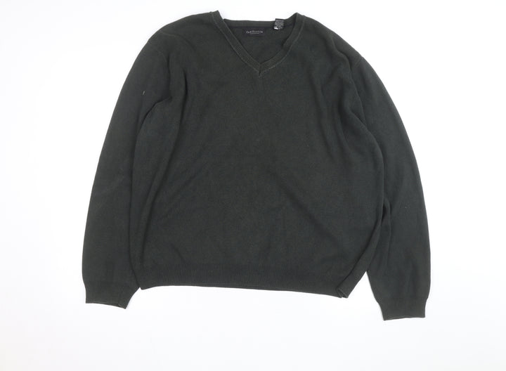 Van Heusen Men's Green Cotton V-Neck Pullover Jumper L