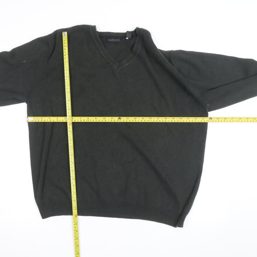 Van Heusen Men's Green Cotton V-Neck Pullover Jumper L