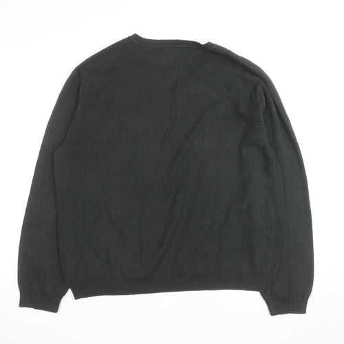 Van Heusen Men's Green Cotton V-Neck Pullover Jumper L