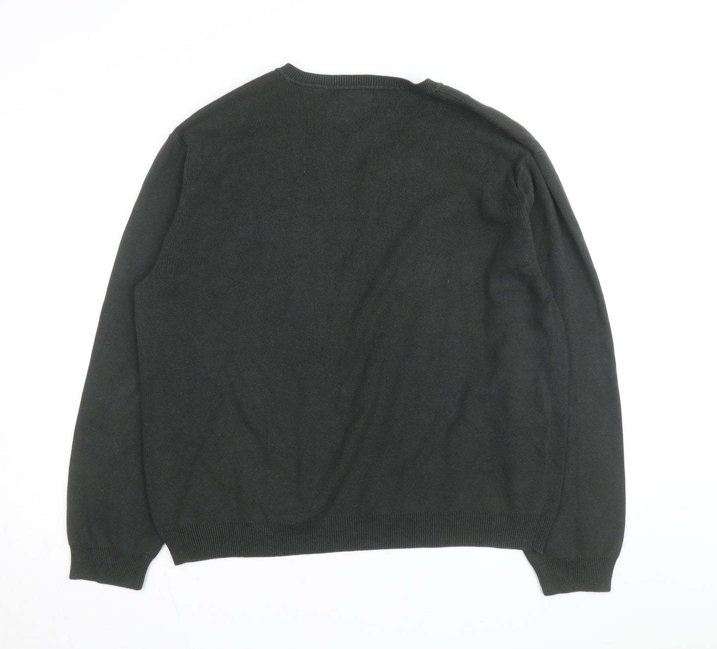 Van Heusen Men's Green Cotton V-Neck Pullover Jumper L
