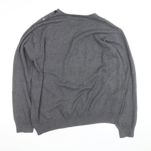 Van Heusen Men's Grey Argyle V-Neck Cotton Jumper XL